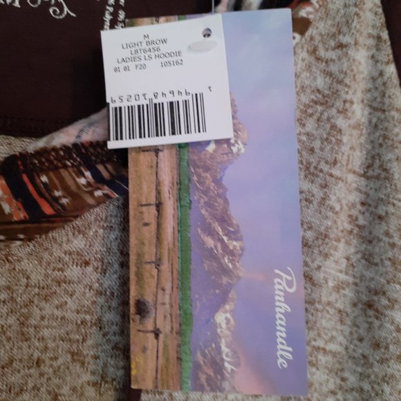 NWT Panhandle Long Sleeve Hoodie with Kangaroo Pocket Light Brown Size M - Picture 11 of 12